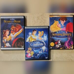 Disney 3 DVD's Lot: Cinderella, Sleeping Beauty, Beauty & the Beast